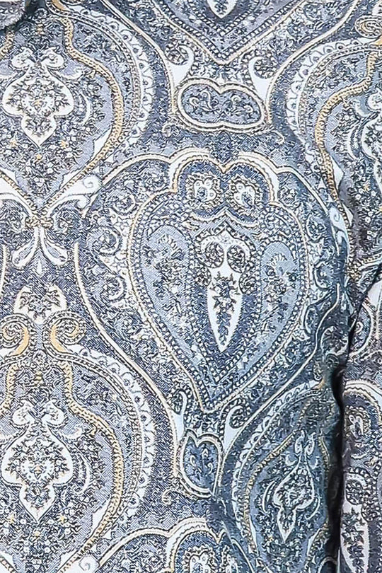 Синяя рубашка узкого кроя с дамасским узором - Wessi