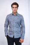 Camisa de hombre azul estampada slim fit - Wessi