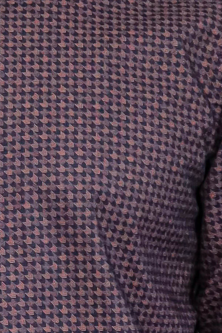 Houndstooth Pattern Slim Fit Brown Men Shirt - Wessi