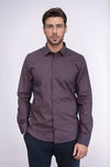Houndstooth Pattern Slim Fit Brown Men Shirt - Wessi