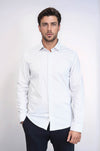 Houndstooth Pattern Slim Fit White Men Shirt - Wessi