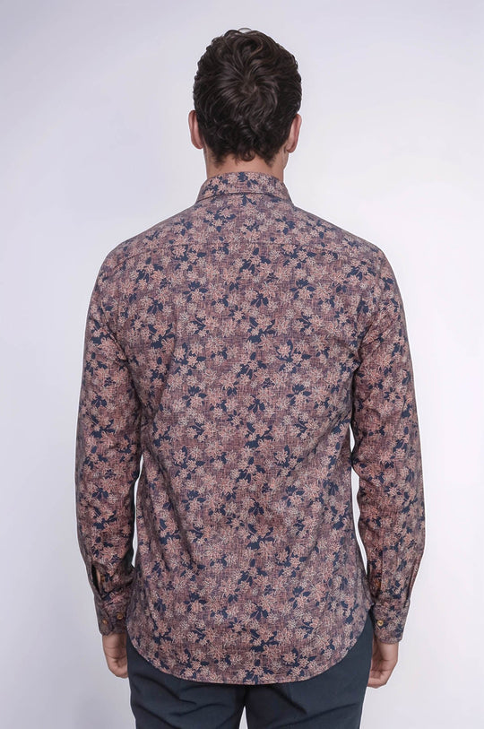 Bloom Patterned Brown Slim Fit Shirt - Wessi