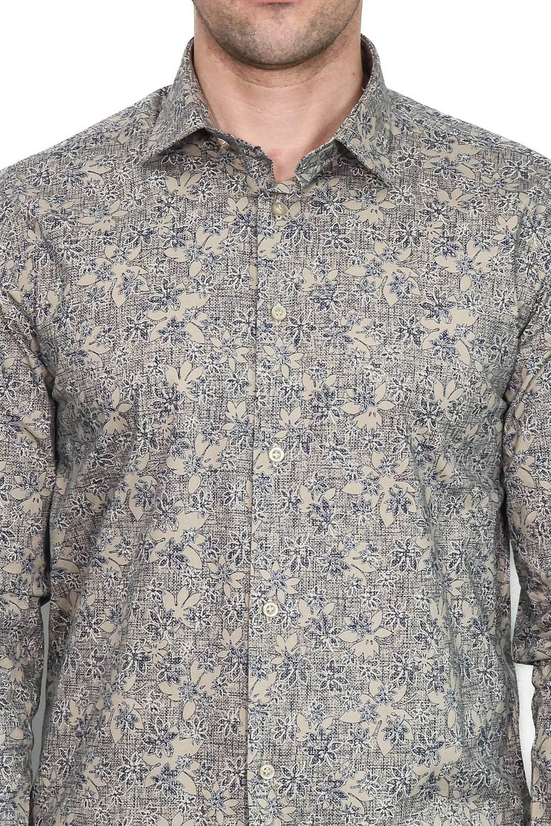 Chemise Slim Fit Beige à Motifs Bloom - Wessi