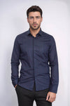 Men’s Navy Shirt with Minimal Red Pattern – Wessi