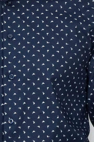 Men’s Navy Shirt with Minimal White Pattern – Wessi