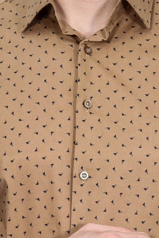 Men’s Beige Shirt with Minimal Black Pattern – Wessi