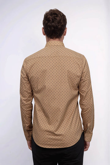 Men’s Beige Shirt with Minimal Black Pattern – Wessi