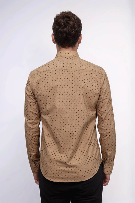 Men’s Beige Shirt with Minimal Black Pattern – Wessi