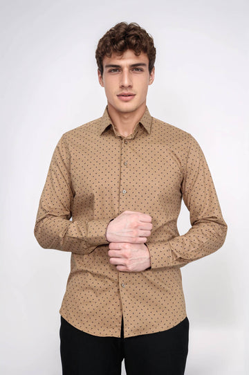 Men’s Beige Shirt with Minimal Black Pattern – Wessi