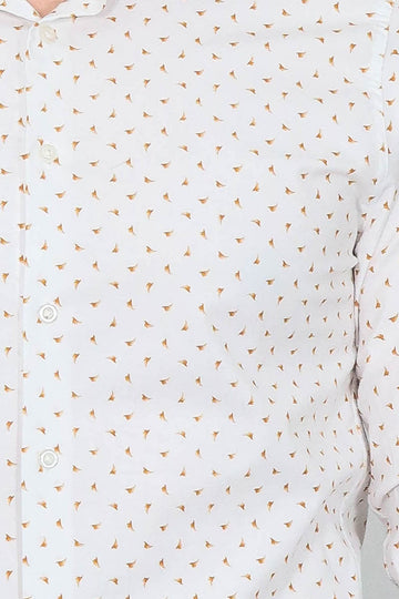 Minimal Golden Print White Men's Shirt - Wessi