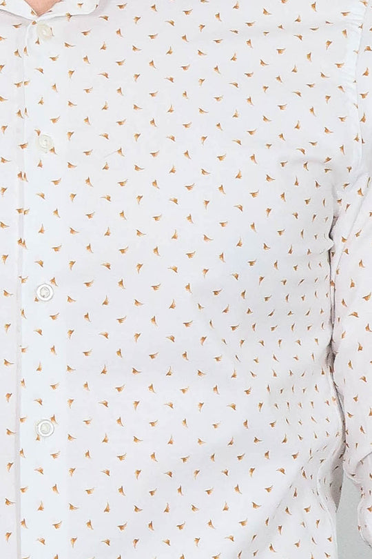 Minimal Golden Print White Men's Shirt - Wessi