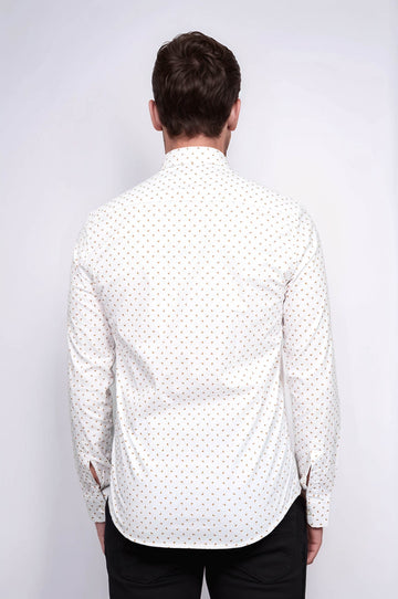 Minimal Golden Print White Men's Shirt - Wessi