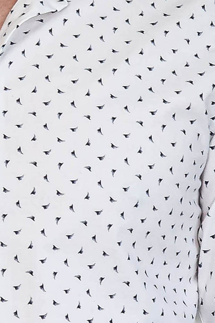 Men’s White Shirt with Minimal Black Pattern – Wessi