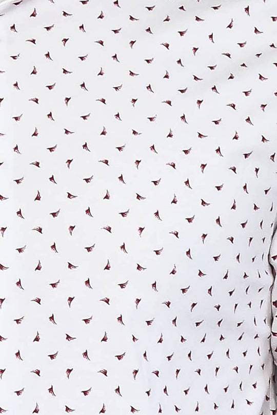 Men’s White Shirt with Minimal Burgundy Pattern – Wessi