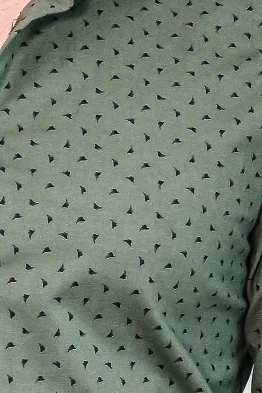 Men’s Khaki Shirt with Minimal Black Pattern – Wessi