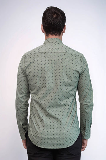 Men’s Khaki Shirt with Minimal Black Pattern – Wessi