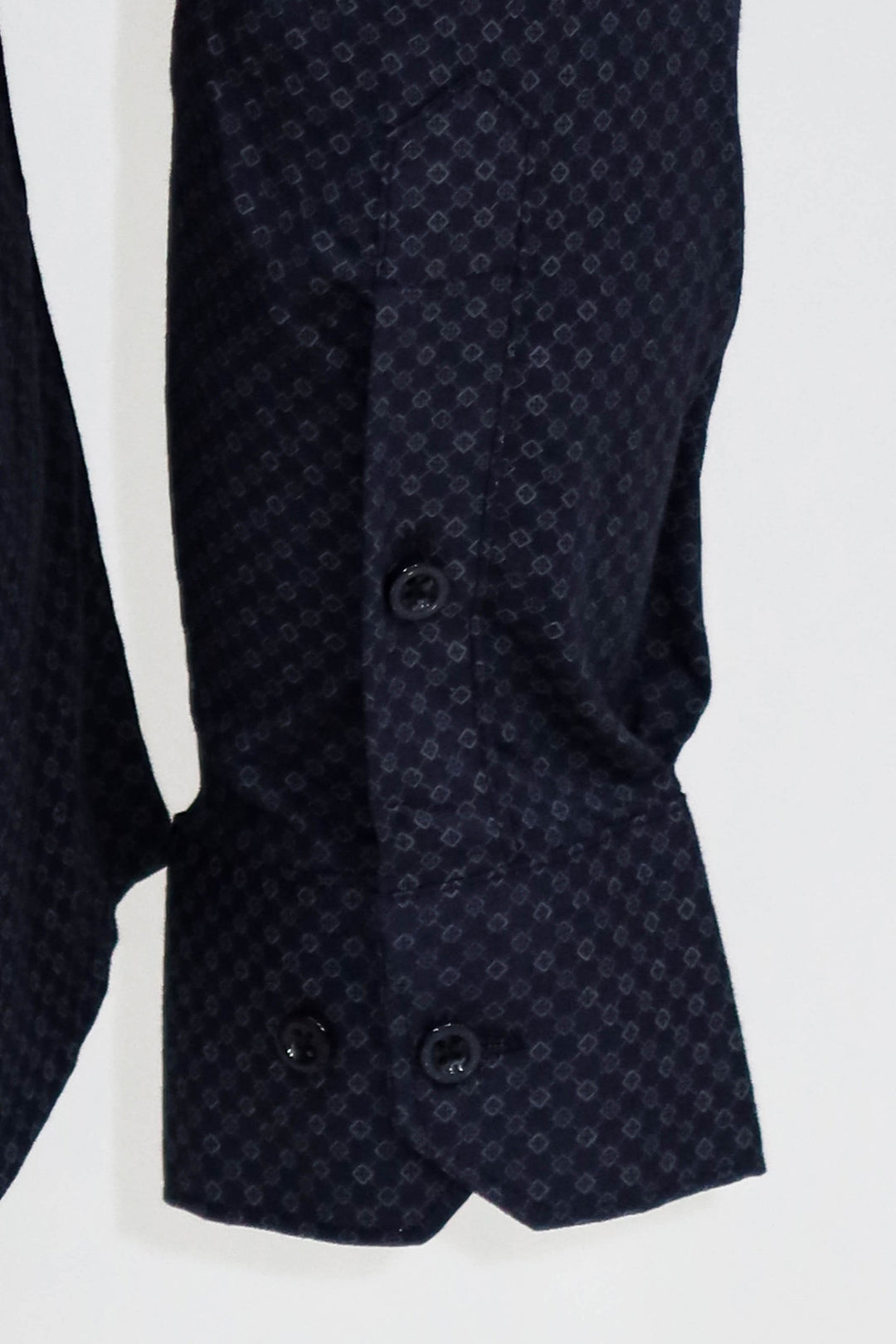 Dark Blue Tiny Check Patterned Slim Fit Shirt - Wessi