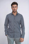 Navy Blue Tiny Check Patterned Slim Fit Shirt - Wessi