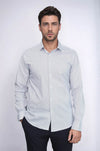 White Tiny Check Patterned Slim Fit Shirt - Wessi