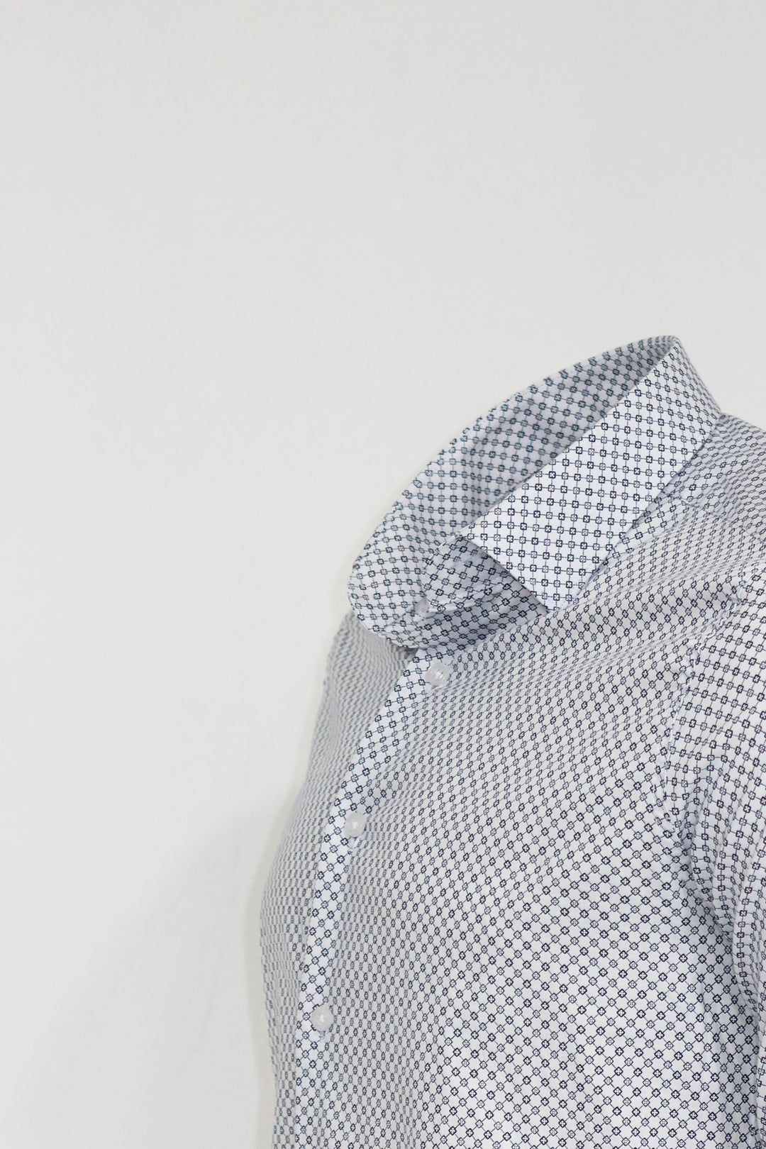 White Tiny Check Patterned Slim Fit Shirt - Wessi