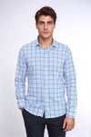 Plaid Slim Fit Blue Men Shirt - Wessi