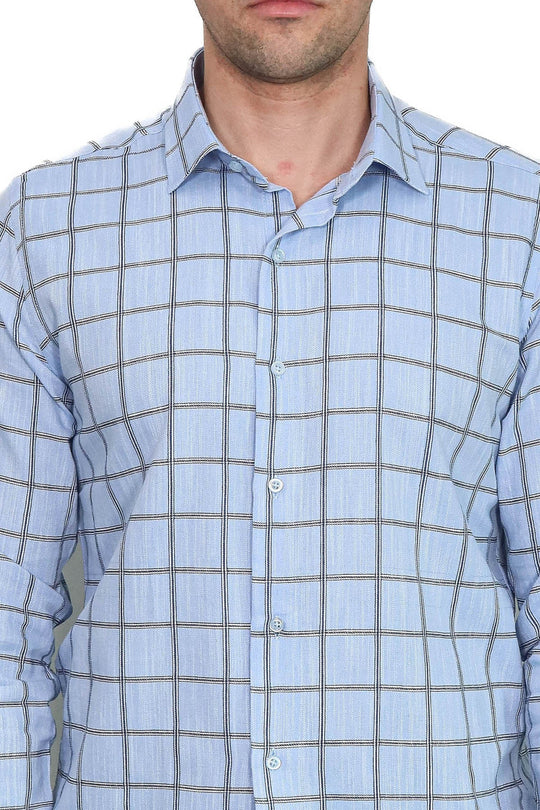 Plaid Slim Fit Blue Men Shirt - Wessi