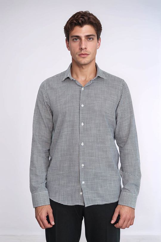 Chemise Homme Noire Motif Pied-de-Poule - Wessi