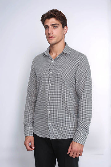 Chemise Homme Noire Motif Pied-de-Poule - Wessi