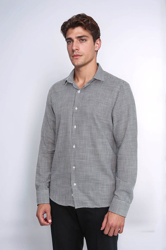 Chemise Homme Noire Motif Pied-de-Poule - Wessi