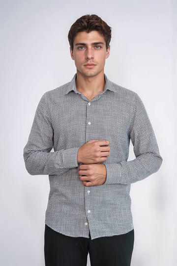 Chemise Homme Noire Motif Pied-de-Poule - Wessi