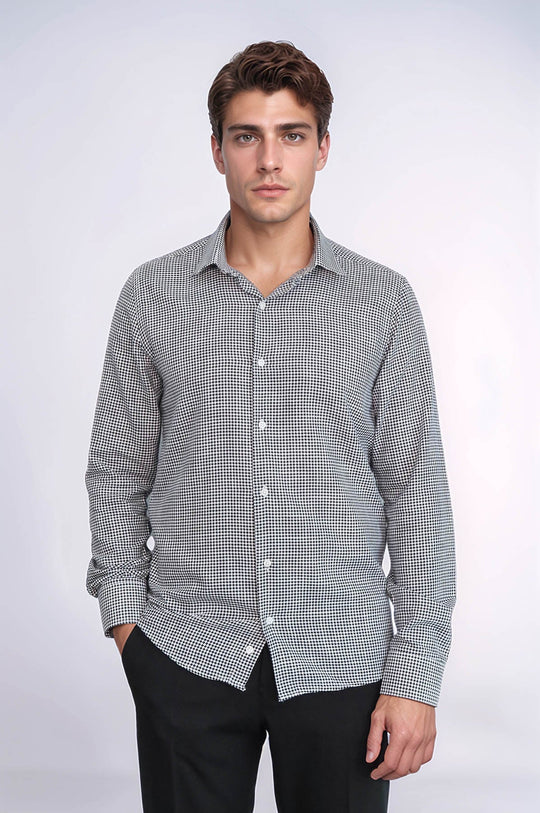 Chemise Homme Noire Motif Pied-de-Poule - Wessi