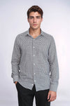 Camicia da uomo nera con motivo pied de poule - Wessi