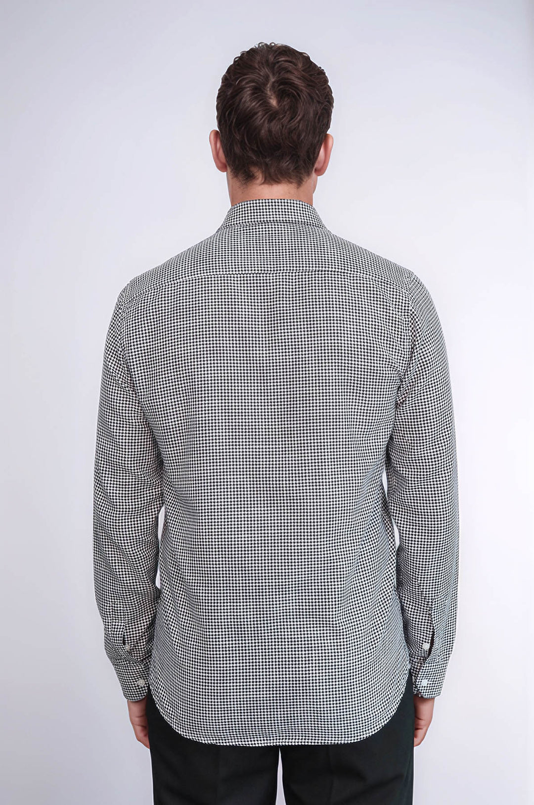 Houndstooth Pattern Black Men Shirt - Wessi