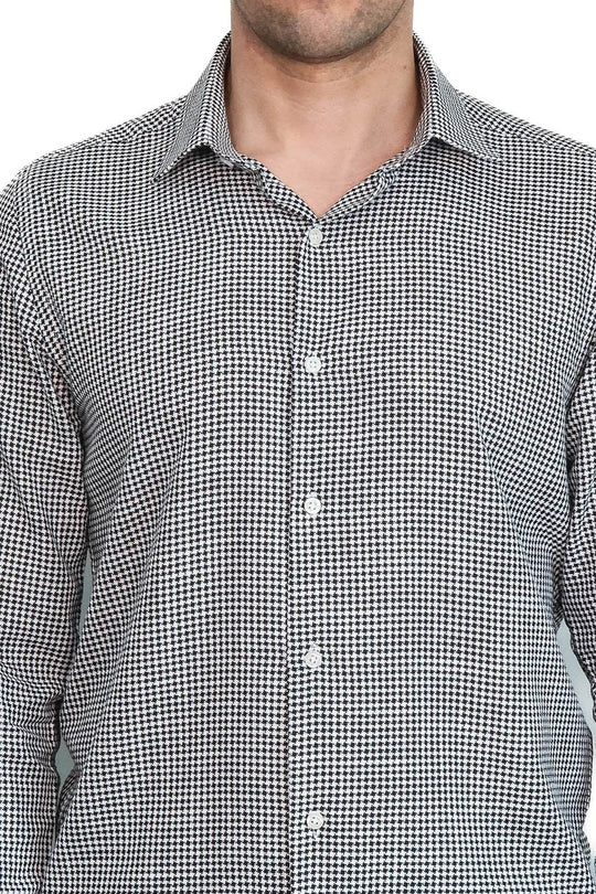 Chemise Homme Noire Motif Pied-de-Poule - Wessi