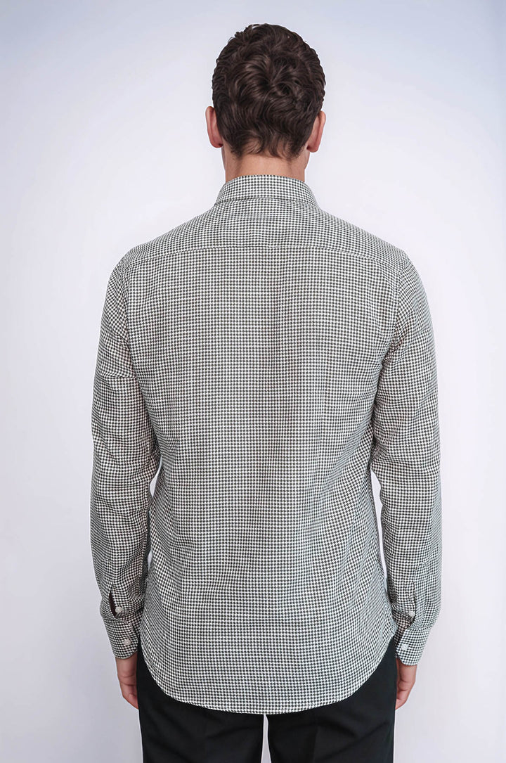 Camicia da uomo verde con motivo pied de poule - Wessi