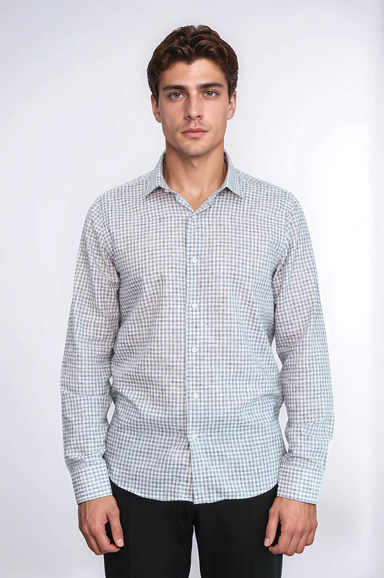 Черная приталенная рубашка в клетку для мужчин - Wessi