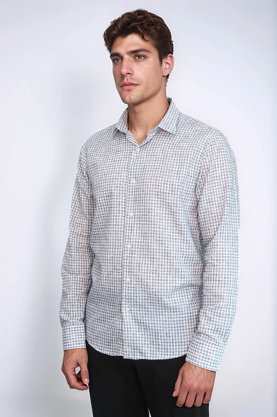 Черная приталенная рубашка в клетку для мужчин - Wessi