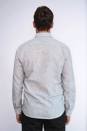 Черная приталенная рубашка в клетку для мужчин - Wessi