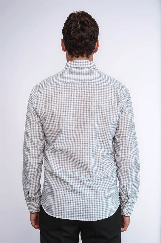 Черная приталенная рубашка в клетку для мужчин - Wessi