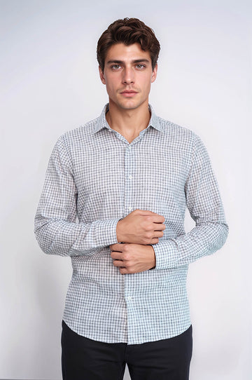 Черная приталенная рубашка в клетку для мужчин - Wessi