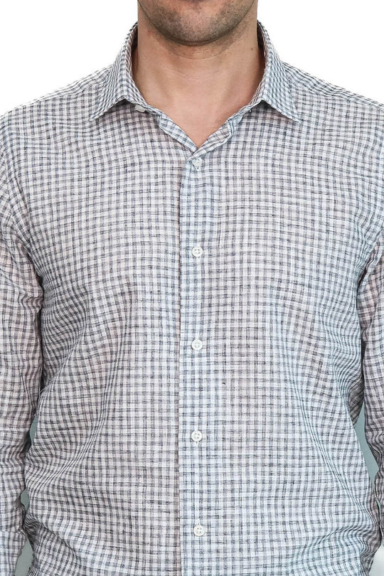 Черная приталенная рубашка в клетку для мужчин - Wessi