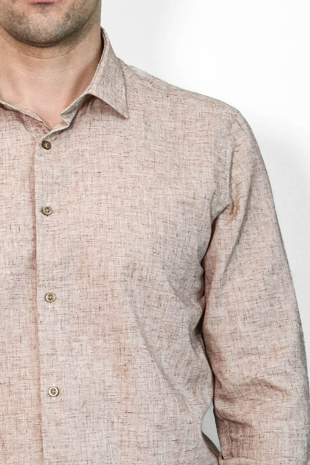 Camisa Hombre Slim Fit Estampada Marrón - Wessi