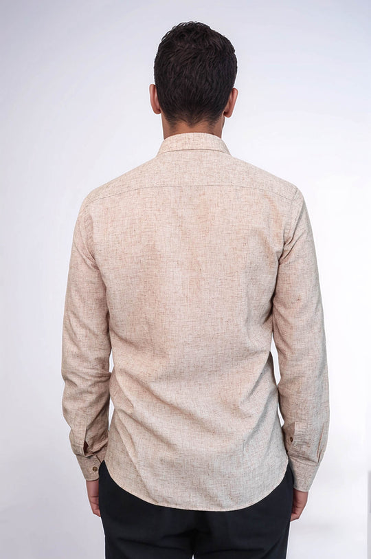 Camisa Hombre Slim Fit Estampada Marrón - Wessi