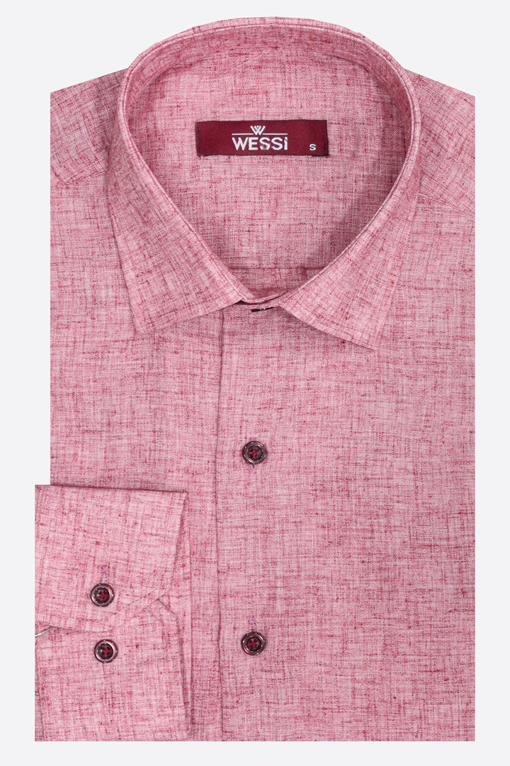 Бордовая мужская рубашка Slim Fit с рисунком - Wessi
