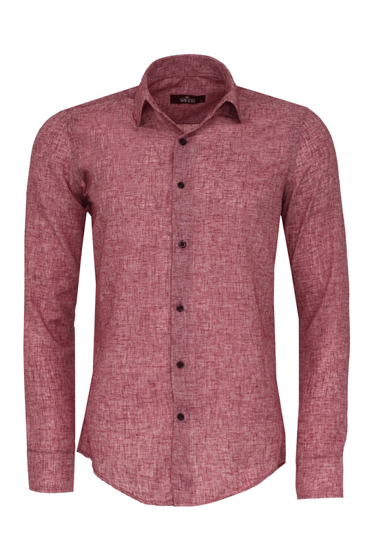 Slim Fit Patterned Burgundy Men Shirt - Wessi Wessi - Discover Diversity Slim Fit Patterned Burgundy Men Shirt - Wessi Wessi - Discover Diversity