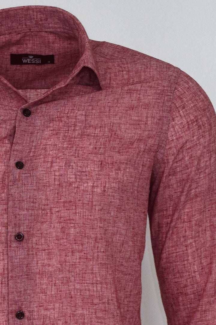 Бордовая мужская рубашка Slim Fit с рисунком - Wessi