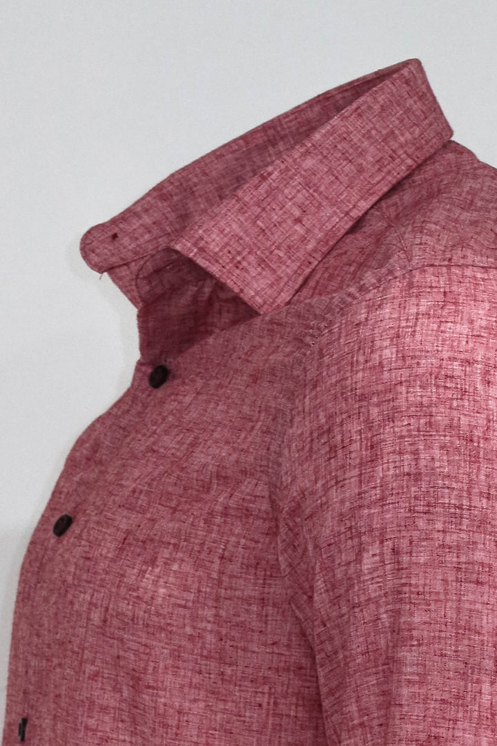 Slim Fit Patterned Burgundy Men Shirt - Wessi