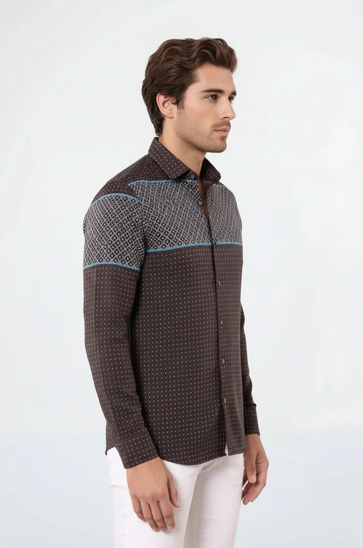 Printed Cotton Brown Shirt - Wessi