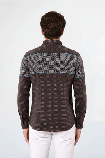 Коричневая рубашка из хлопка с принтом - Wessi