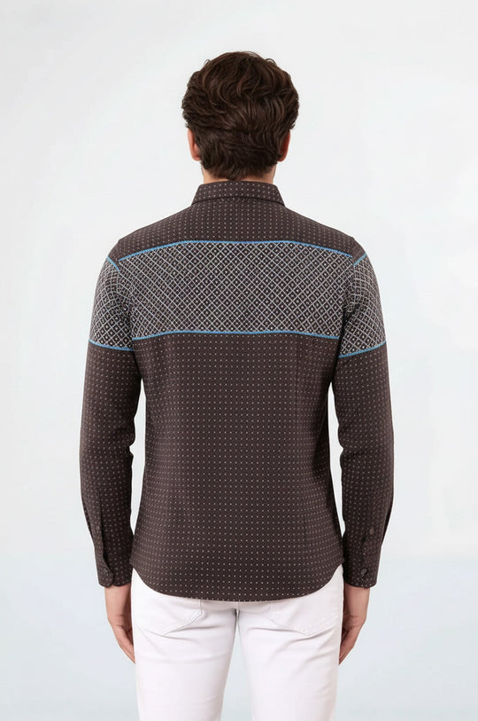 Коричневая рубашка из хлопка с принтом - Wessi